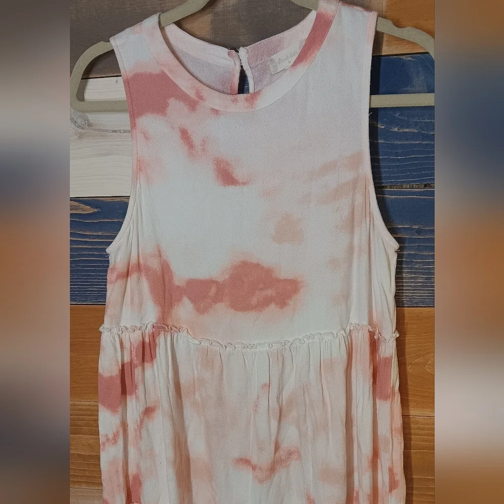 Altar'd State Minidress M Pink Tie Dye Tiered Dress